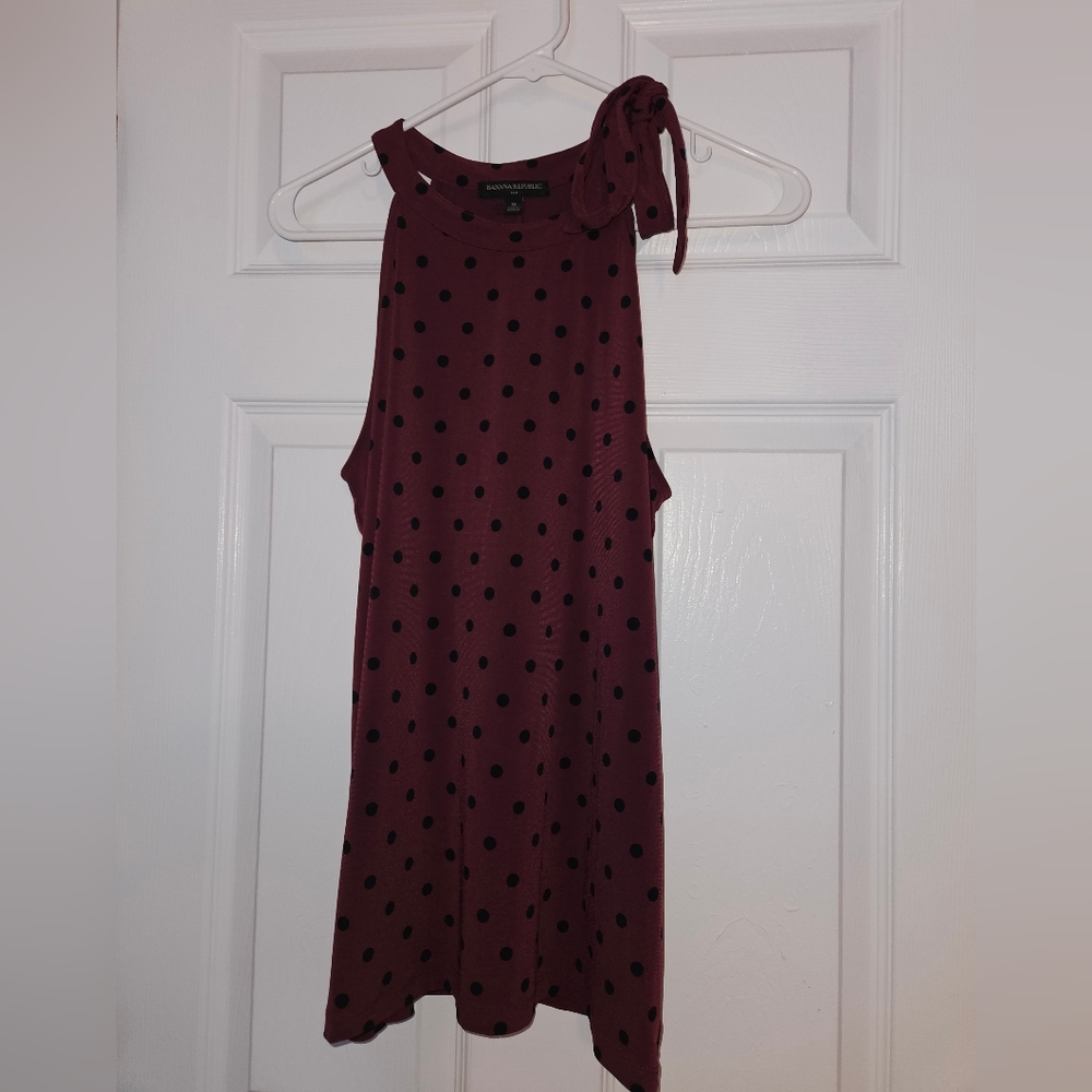 Banana Republic bow tie halter top, burgundy and black, size medium, never worn
